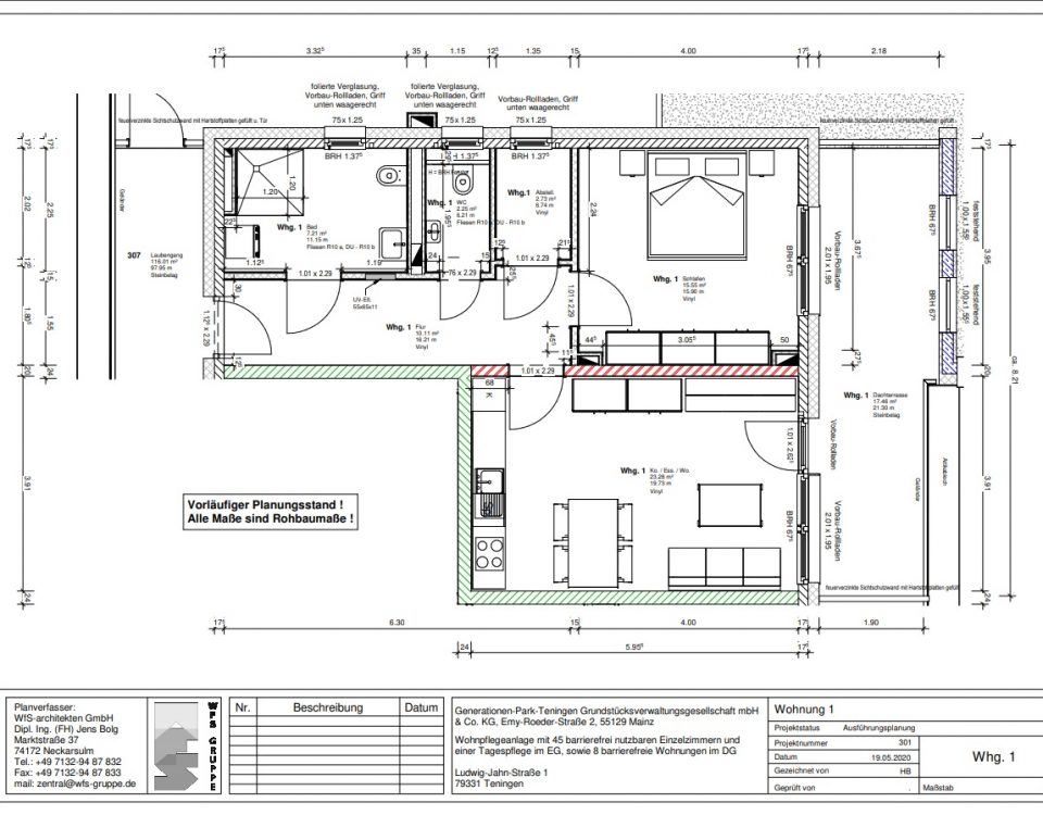 Grundriss der Wohnung 001 Generationenpark Teningen